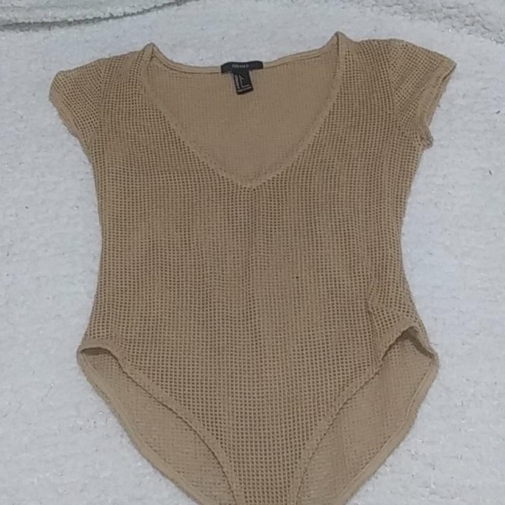 Tan mesh one piece